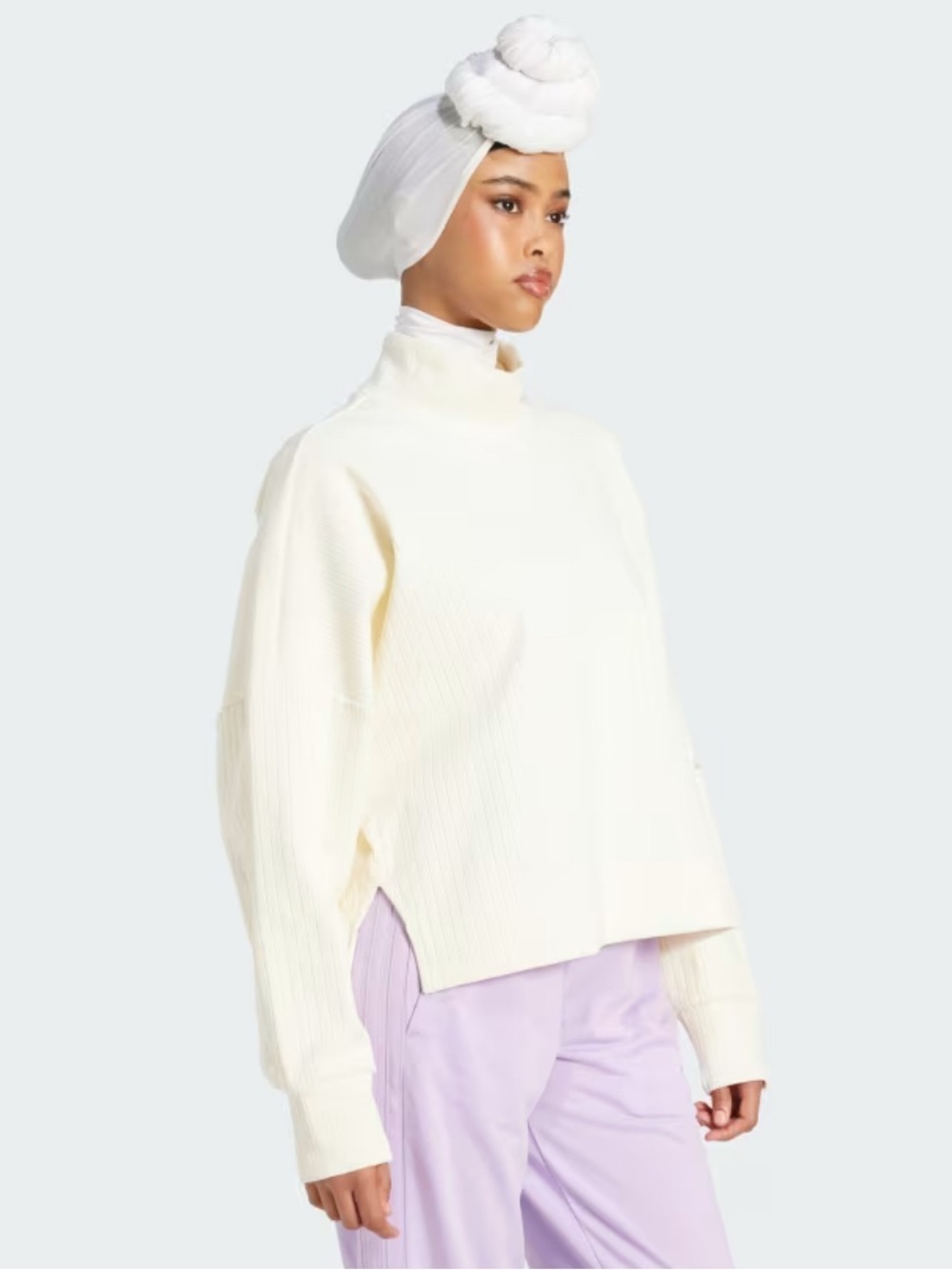 Adidas ALL SZN Ribbed Oversized Sweatshirt Cream Pullover XS/S